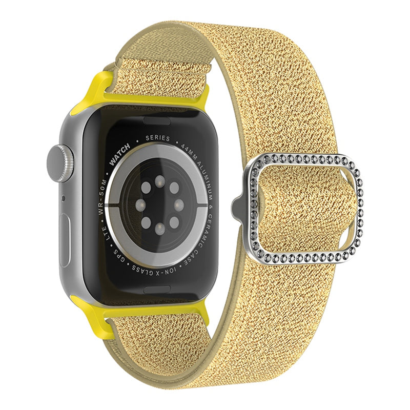 For Apple Watch Series 9 8 7 41mm 6 5 4 SE (2023) SE (2022) SE 40mm 3 2 1 38mm Stitching Watch Strap Glitter Nylon Wrist Band with Rhinestone Decor Buckle For Apple Watch Series 9 8 7 41mm 6 5 4 SE (2023) SE (2022) SE 40mm 3 2 1 38mm Stitching Watch Strap Glitter Nylon Wrist Band with Rhinestone Decor Buckle